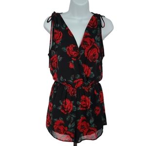 TOBI SIENNA FLORAL PRINT ROMPER IN BLACK